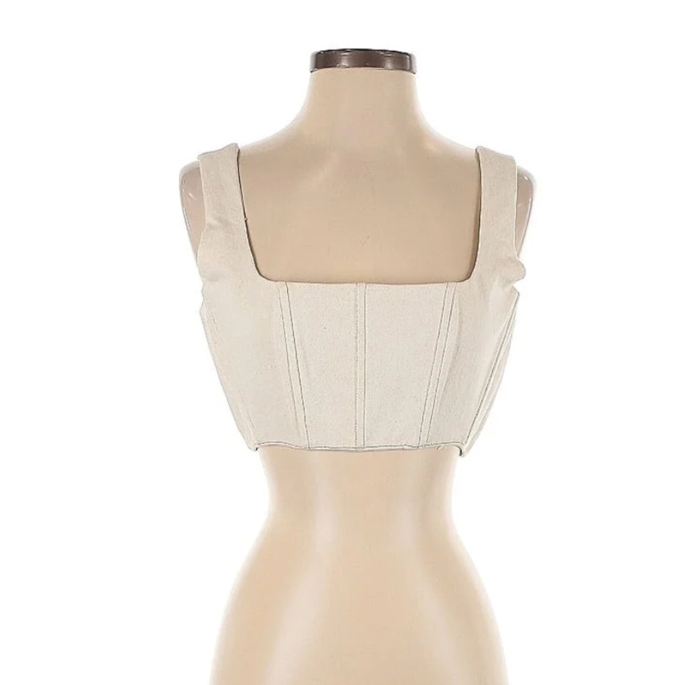 NWT 7 for all mankind cream denim crop top